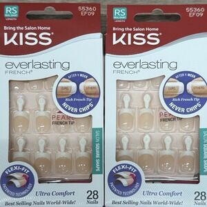 2 Pack Kiss Everlasting French Pearl French Tip Nails Real Short  - 28 CT 55360